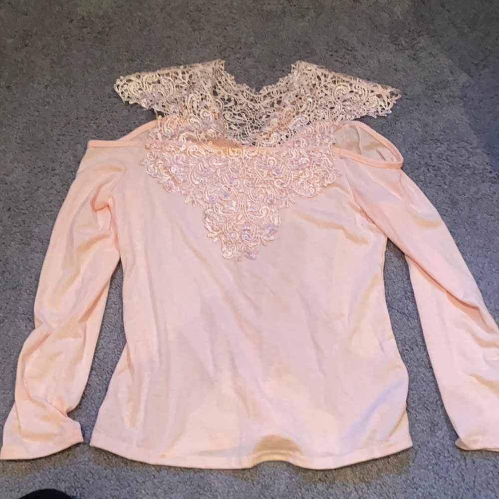 Small pink long sleeve with sheer top